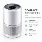 Compact Air Purifier with 3-Stage Filtration and Sleep Mode