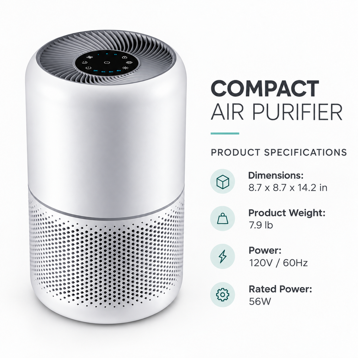 Compact Air Purifier with 3-Stage Filtration and Sleep Mode