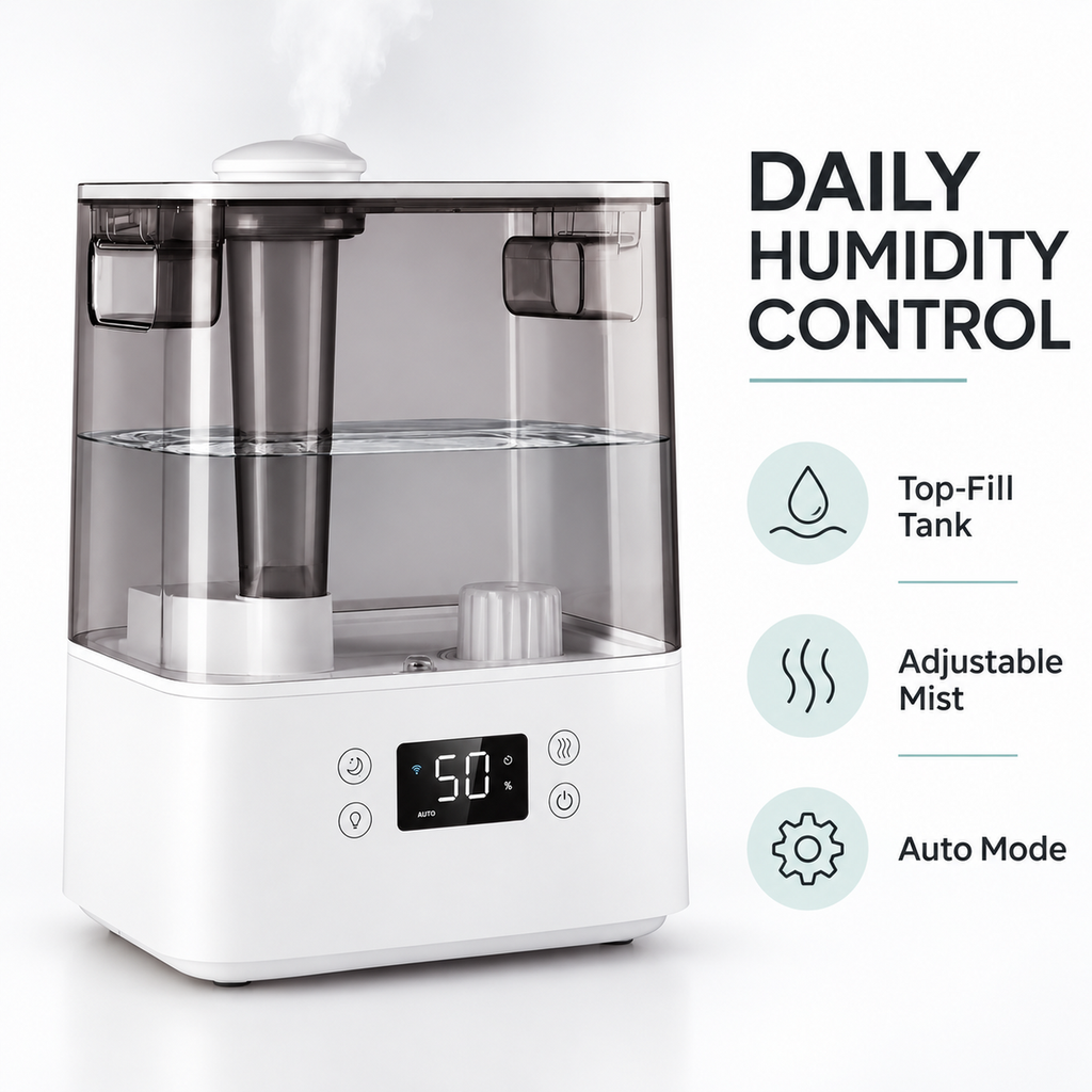 6L Top-Fill Cool Mist Humidifier with Auto Mode and Night Light