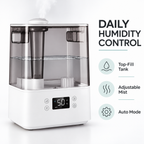 6L Top-Fill Cool Mist Humidifier with Auto Mode and Night Light