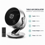Table Air Circulator Fan with 4 Speeds, Oscillation and Remote