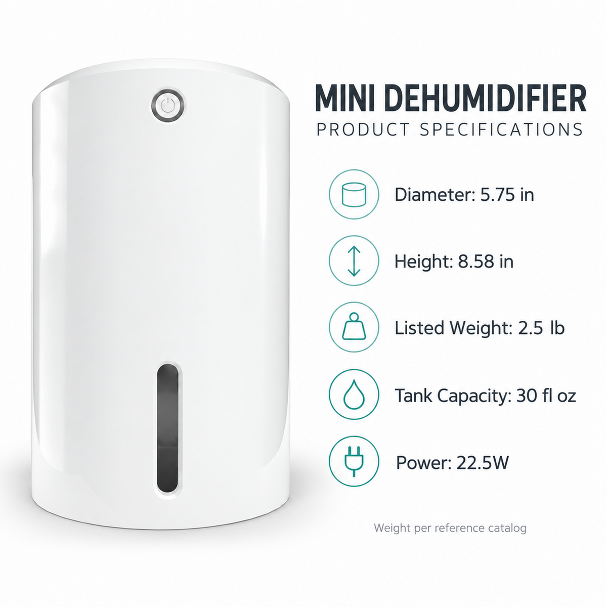 Mini Electric Dehumidifier with 30 fl oz Tank and Auto Shut-Off
